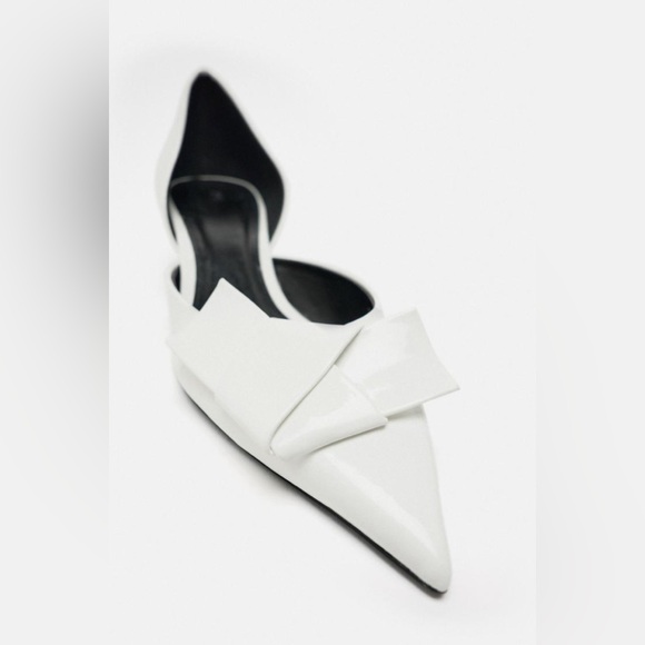 Zara HEELED PUMP WITH BOW DETAIL. White. Size 6. New with Tags. - Picture 7 of 8